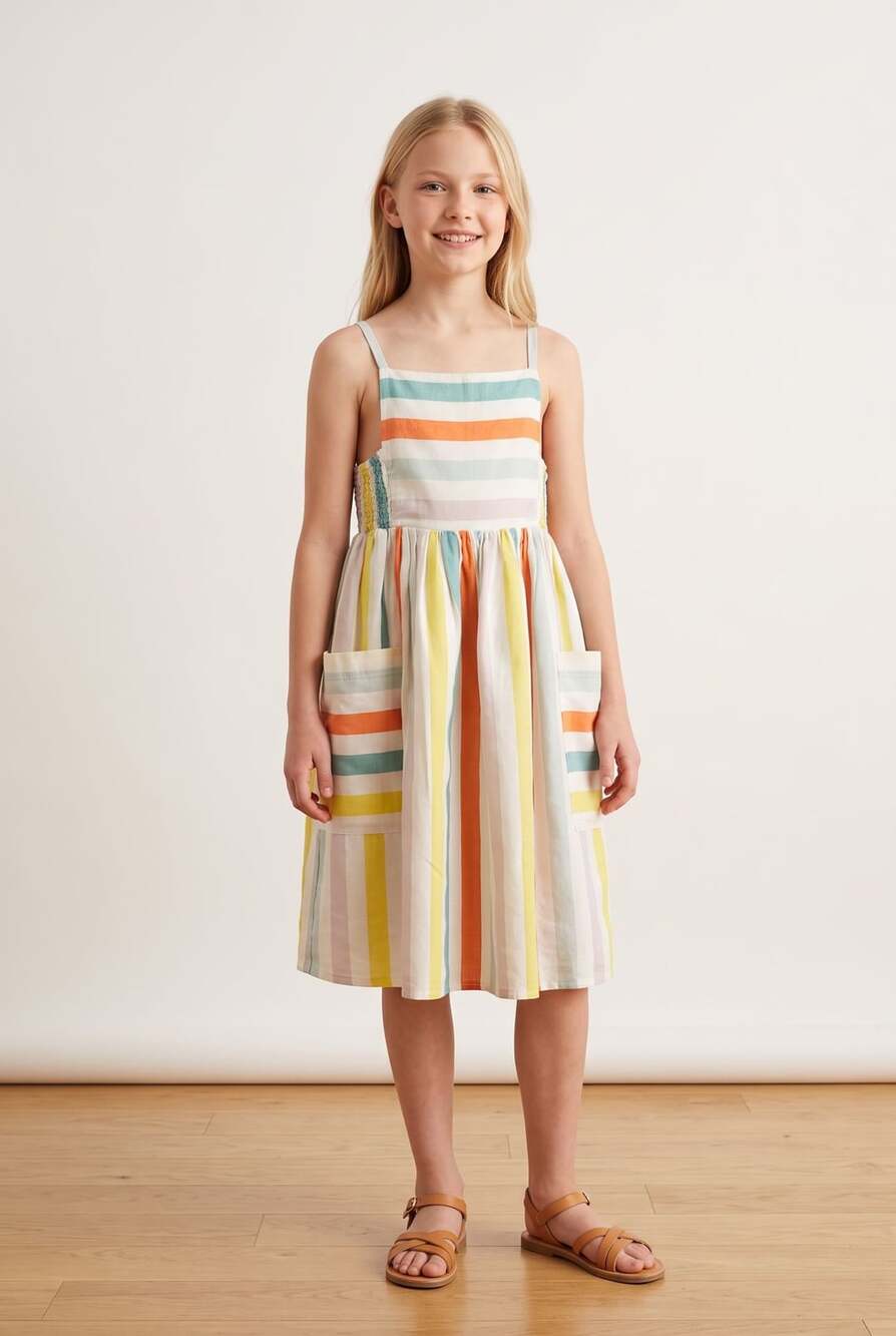 Stella McCartney Kids Woven Dress Size 10 Years Stripe Linen